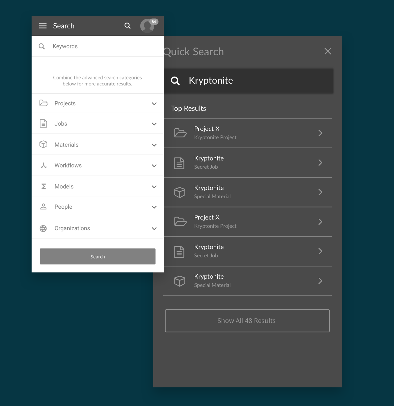 Search: standard query and result patterns