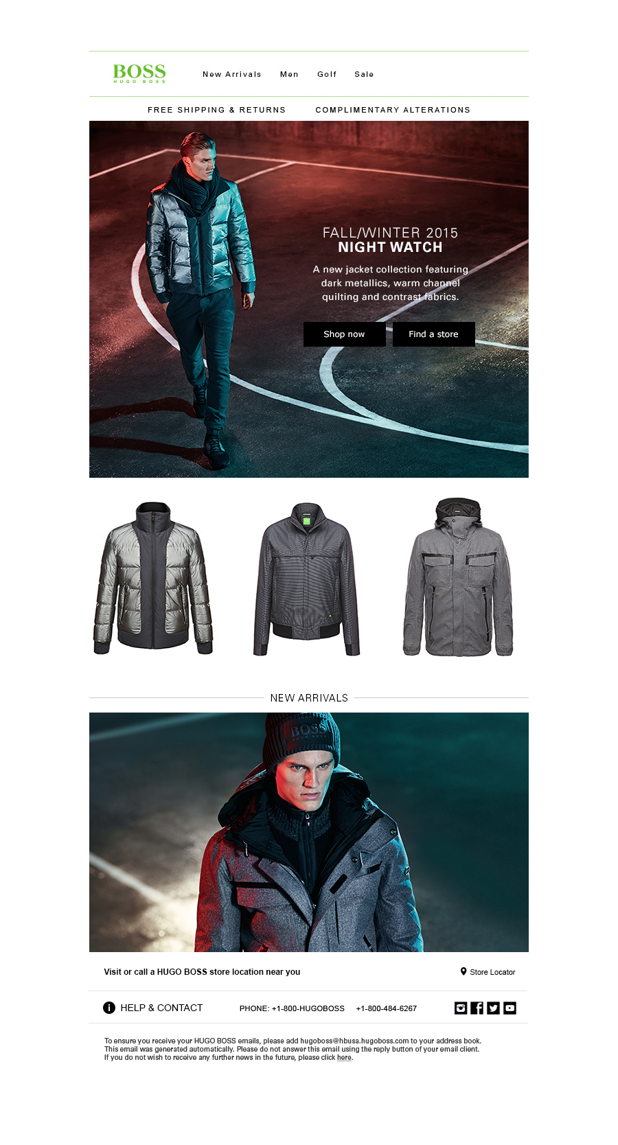 Hugo Boss "Night Watch" newsletter: seasonal art direction