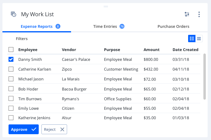 Worklist, refreshed list view