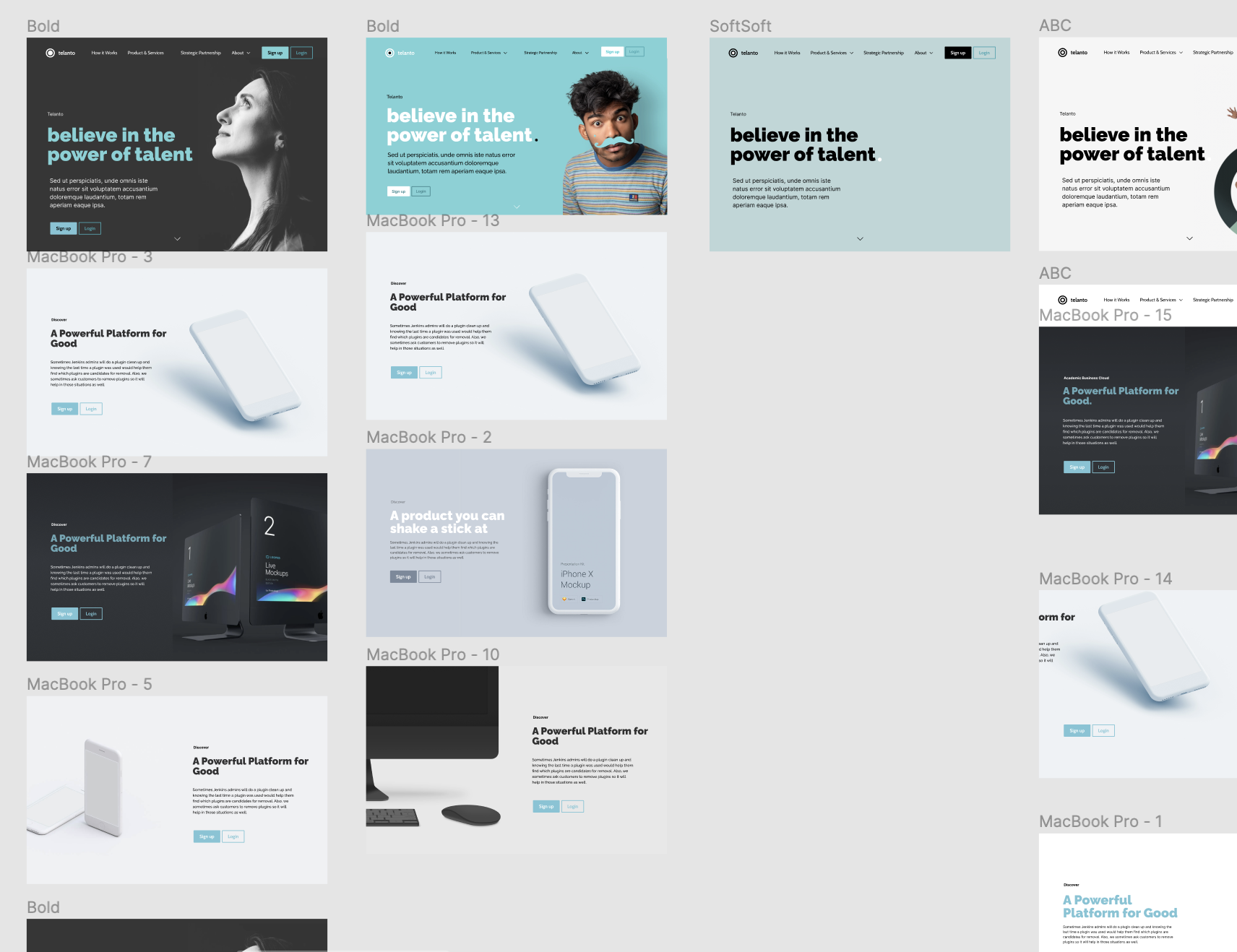 Final artboards: the marketing site shipped