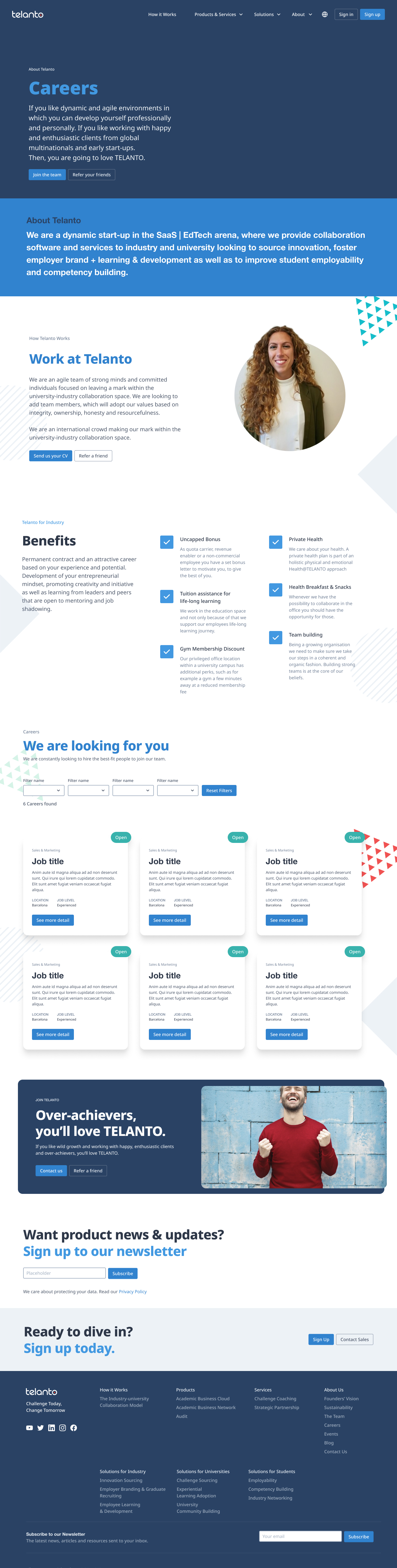 Careers page: recruitment surface using the same system