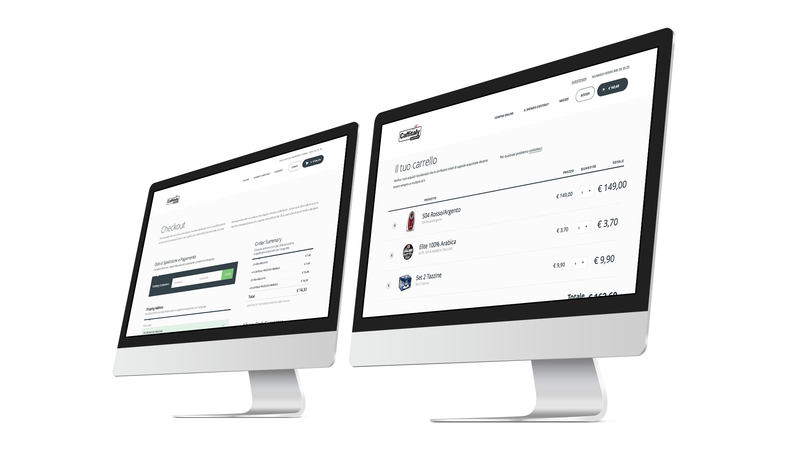 Caffitaly desktop site — homepage and product detail